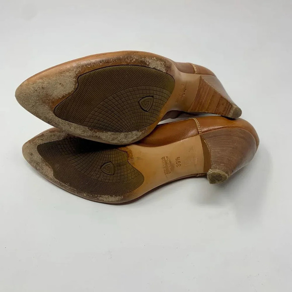 AGL Atillio Giusti Leombruni Heels Pointed Buckle Cognac Leather Brown Size 9.5 - Picture 11 of 12